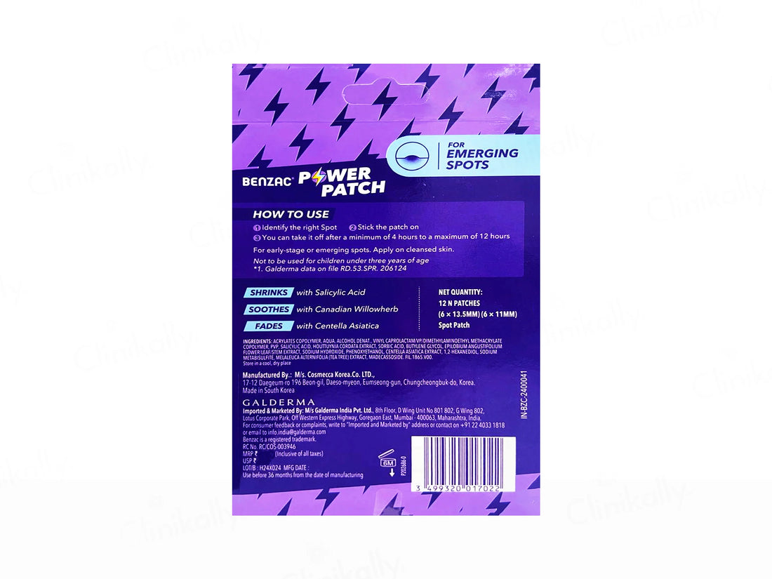 Benzac 3-In-1 Power Patch Fast Fix For Emerging Spots 12 Patches