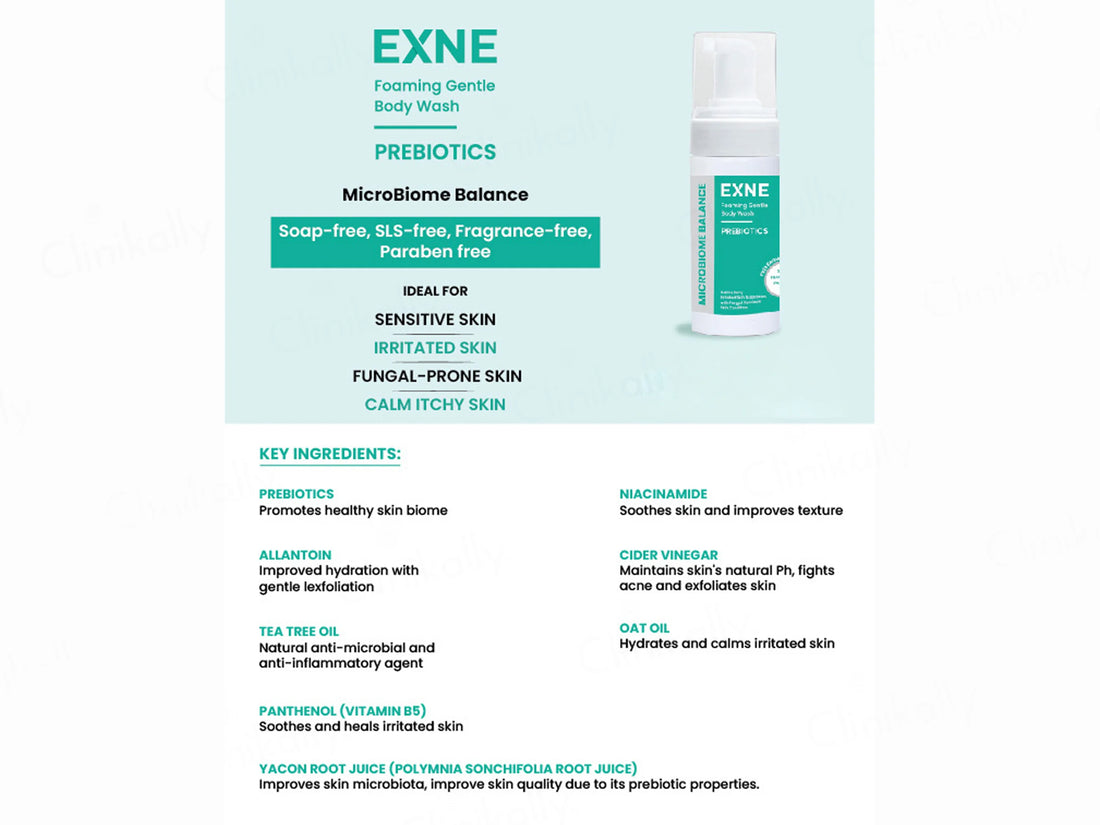 Exne Prebiotics Soothing & Hydrating Foaming Gentle Body Wash, 180ml