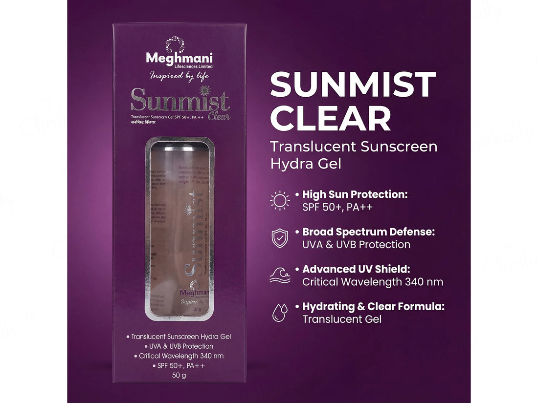 Sunmist Clear Transparent Sunscreen Gel SPF 50+ 50gm