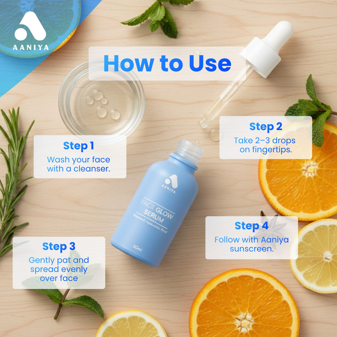 AANIYA Vitamin C Hyaluronic Acid Face Glow Serum, 30ml