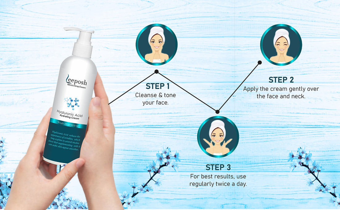 Cosderma LEEPOSH Hyaluronic Acid Moisturizer Intense Hydrating Anti ageing HA Cream, 180ml