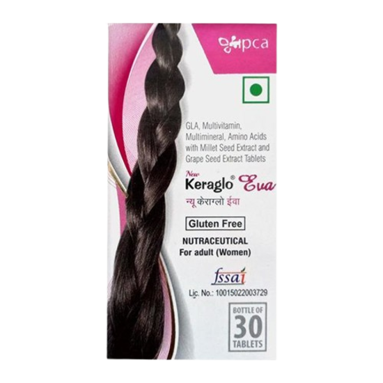Keraglo Eva Tablet 30 tablets box – nutritional hair supplement for women